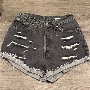 Levi's cuffed ripped denim shorts